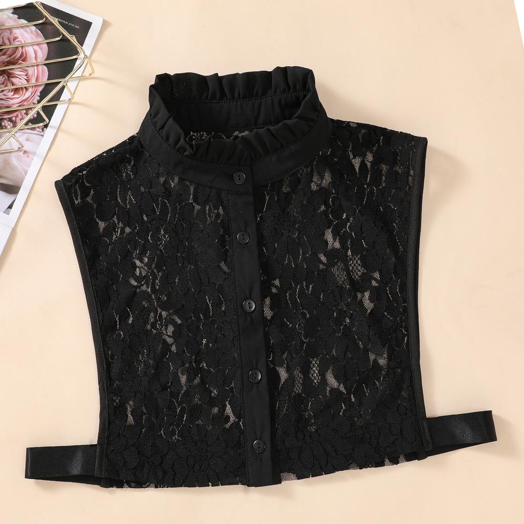 Ladies Lace Fake Collar Versatile Stand Up Collar Fake Collar Semi Transparent Breathable Decoration Detachable Fake Collar