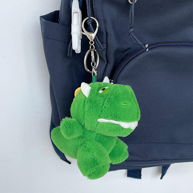 Adorable Sleepy Dinosaur Plush Keychain Cute Green Stuffed Animal Bag Charm