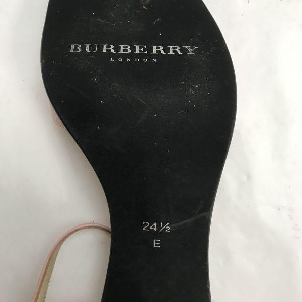 Burberry ЛОНДОН Кожаные Босоножки на Каблуке [24.5E/Розовый] Туфли с Открытым Носком(ИСПОЛЬЗОВАЛ)