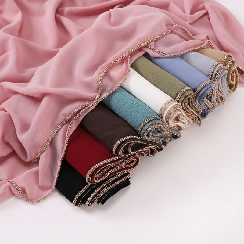 Diamond Chain Chiffon Scarf For African Women Lightweight Washable