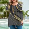 Women's Fashion Large Size Round Neck Long Sleeve Casual Print Loose Pullover Top