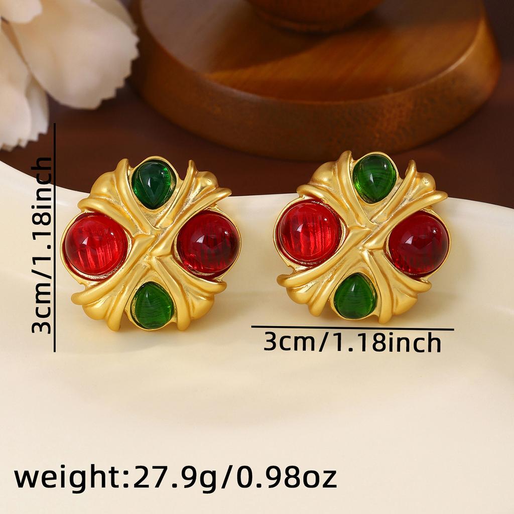 Vintage High-End Geometric Circular and Oval Earrings