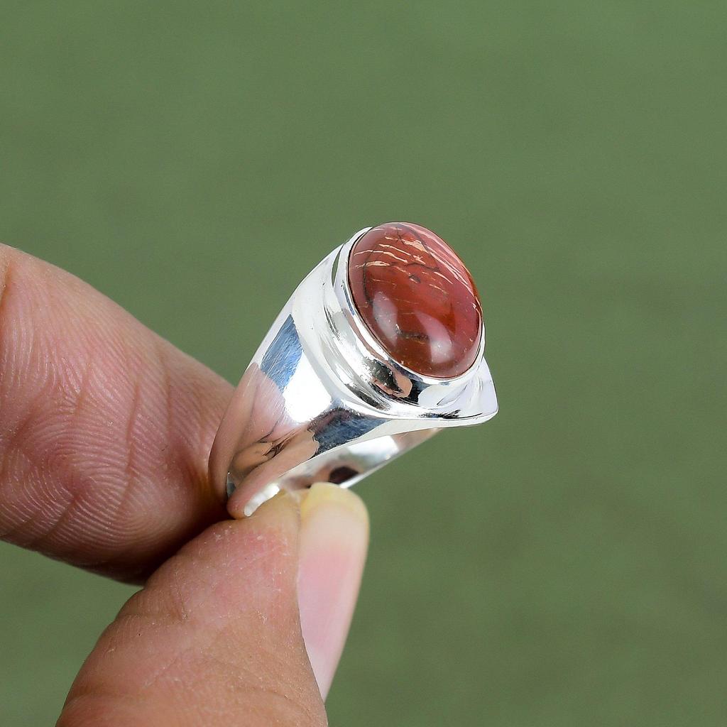 Red Snakeskin Jasper Ring 925 Sterling Silver Ring Original Gemstone Ring Handmade Jewelry Amazing Ring Gift For Love Available In Ring Size
