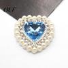 Decorative Flat Back Buttons 2Pcs Flatback Heart Rhinestones, 25x26mm Alloy Rhinestone Brooch Buttons, Faux DIY Craft Rhinestones Pearl Embellishments
