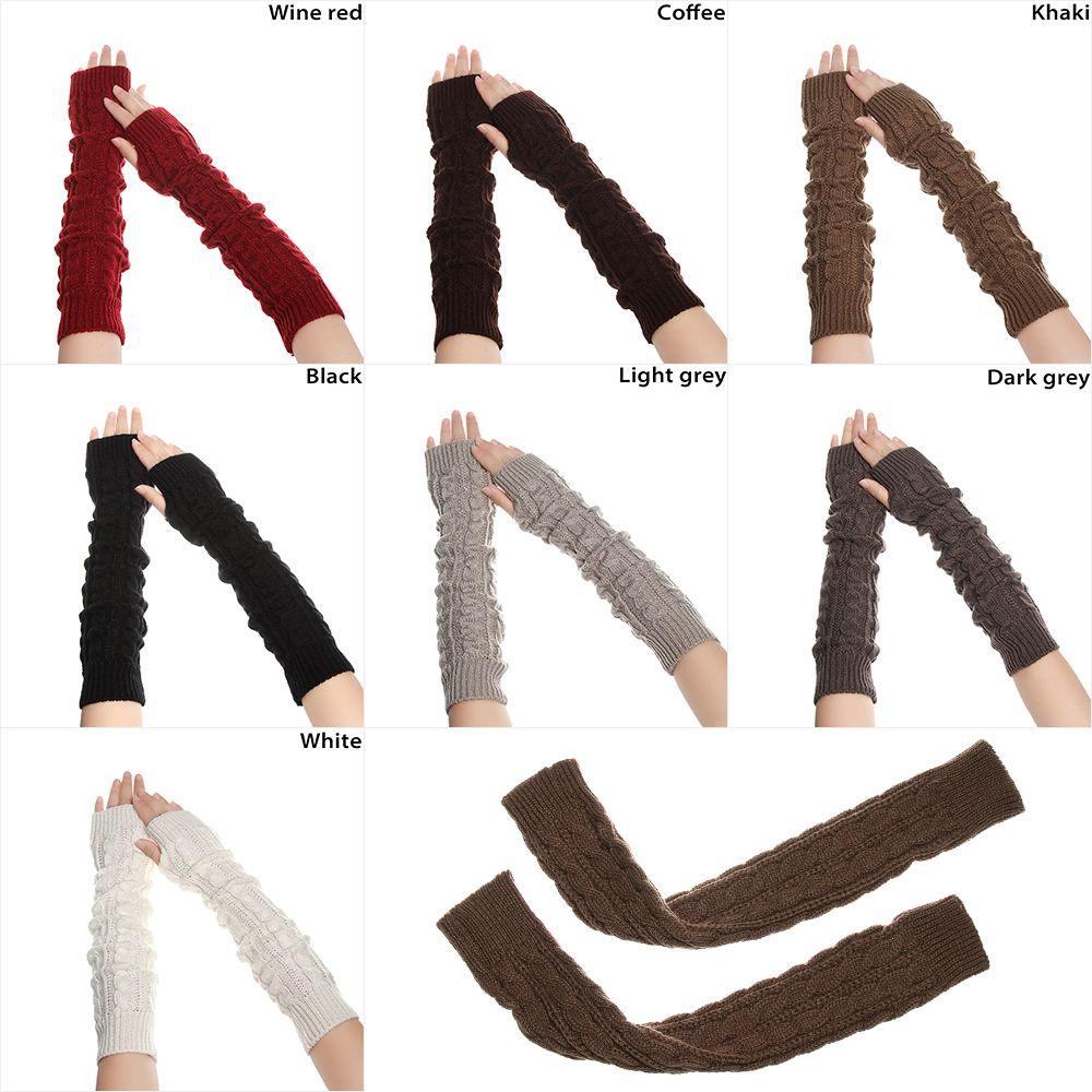 Женщины Девочки Без пальцев Осень Зима Весна Рукава Теплые Шерстяные Варежки Длинные Перчатки Вязаные Перчатки