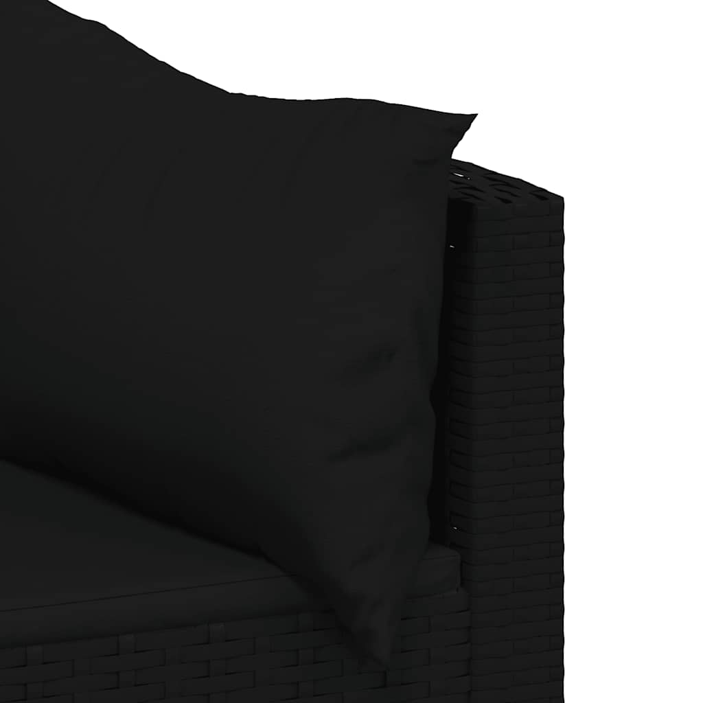 3 Piece Garden Lounge Set with Cushions Black Poly Rattan