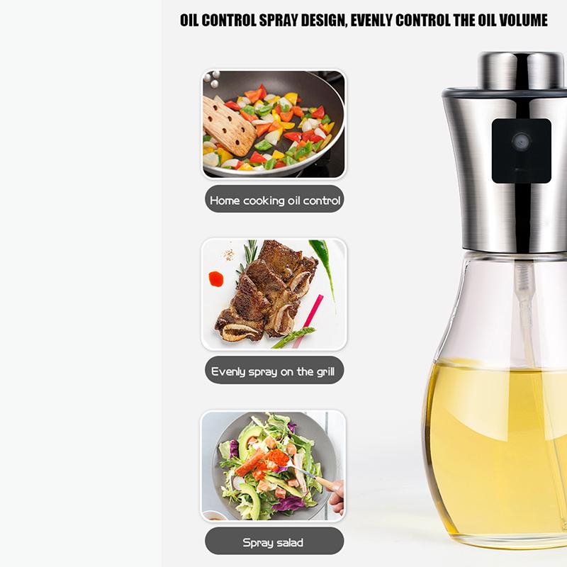 2 шт., распылитель для масла для барбекю из нержавеющей стали, бытовой дозатор для оливкового масла, кухонная бутылка для пищевого масла, стеклянный горшок для контроля масла, уменьшающий жирность