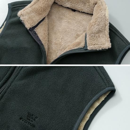 Мужской осенне-зимний жилет, пальто с воротником-стойкой, толстый плюшевый жилет с несколькими карманами, без рукавов, морозостойкий, теплый, на молнии, защита шеи, мужской жилет