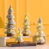 Tabletop Christmas Tree, Desktop Miniature Snow Pine Tree, Wooden Base Mini Christmas Tree Ornaments, Led String Light For Xmas Indoor Home Desktop