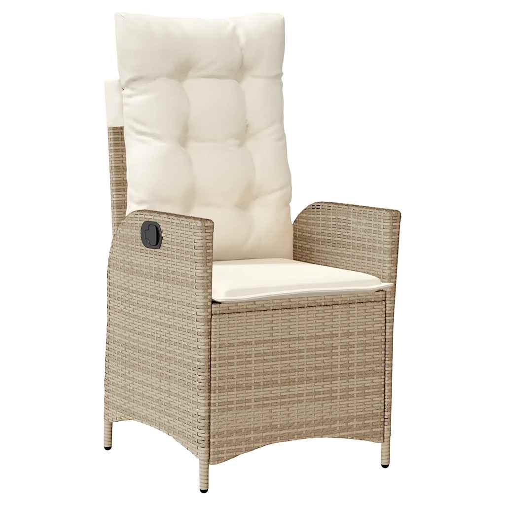 9 piece Garden Dining Set with Cushions Beige Poly Rattan