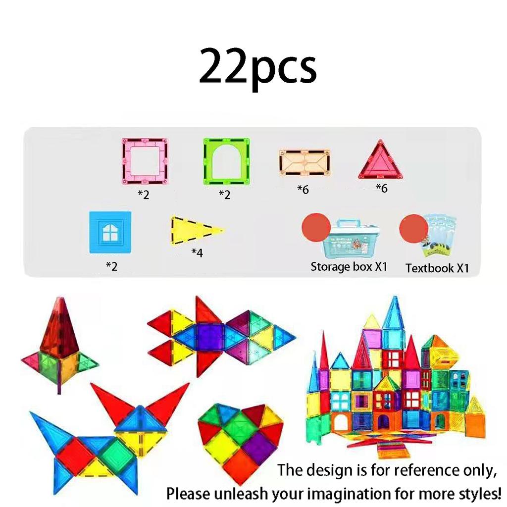 22pcs Large Color Window Magnetic Block Building Toys for Parent Child Interactive DIY Castle Assembly