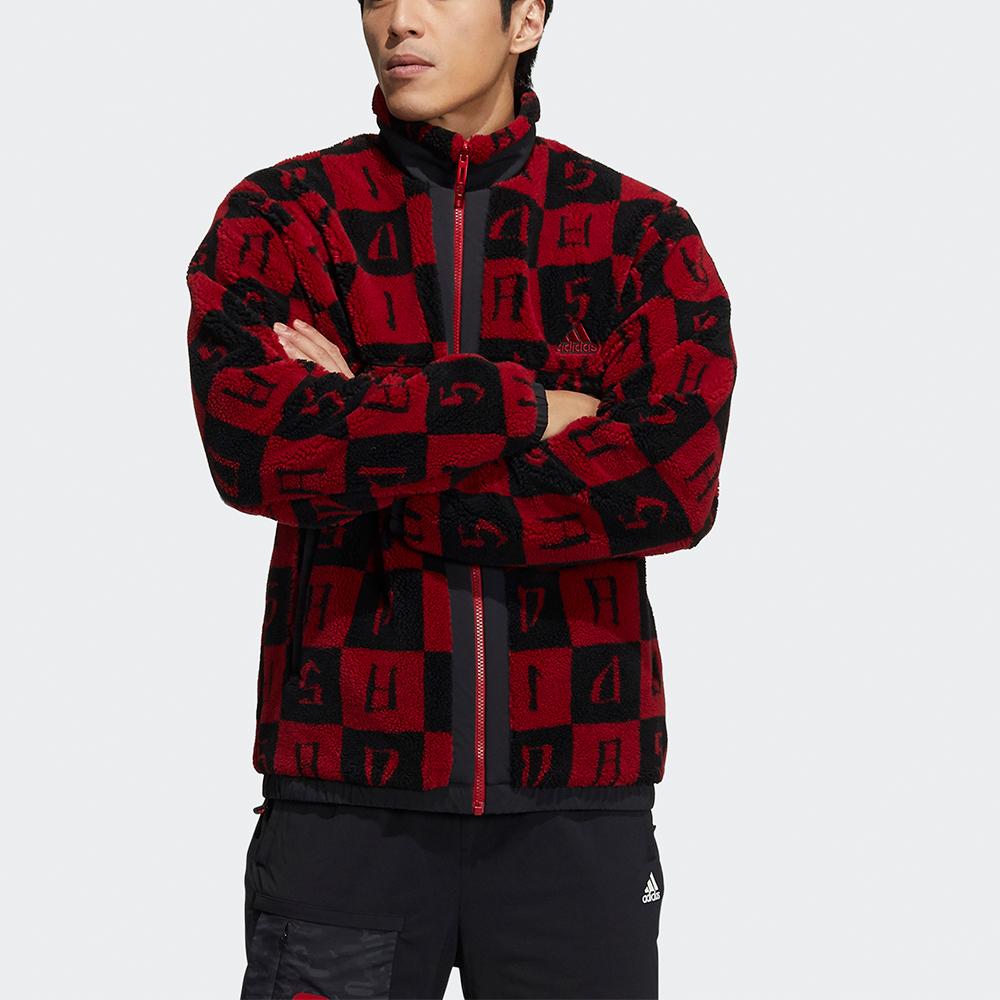 adidas St Aop Boa Jacket Двусторонний флисовый спортивный воротник-стойка Верхняя одежда Мужские куртки Бордовый H39241