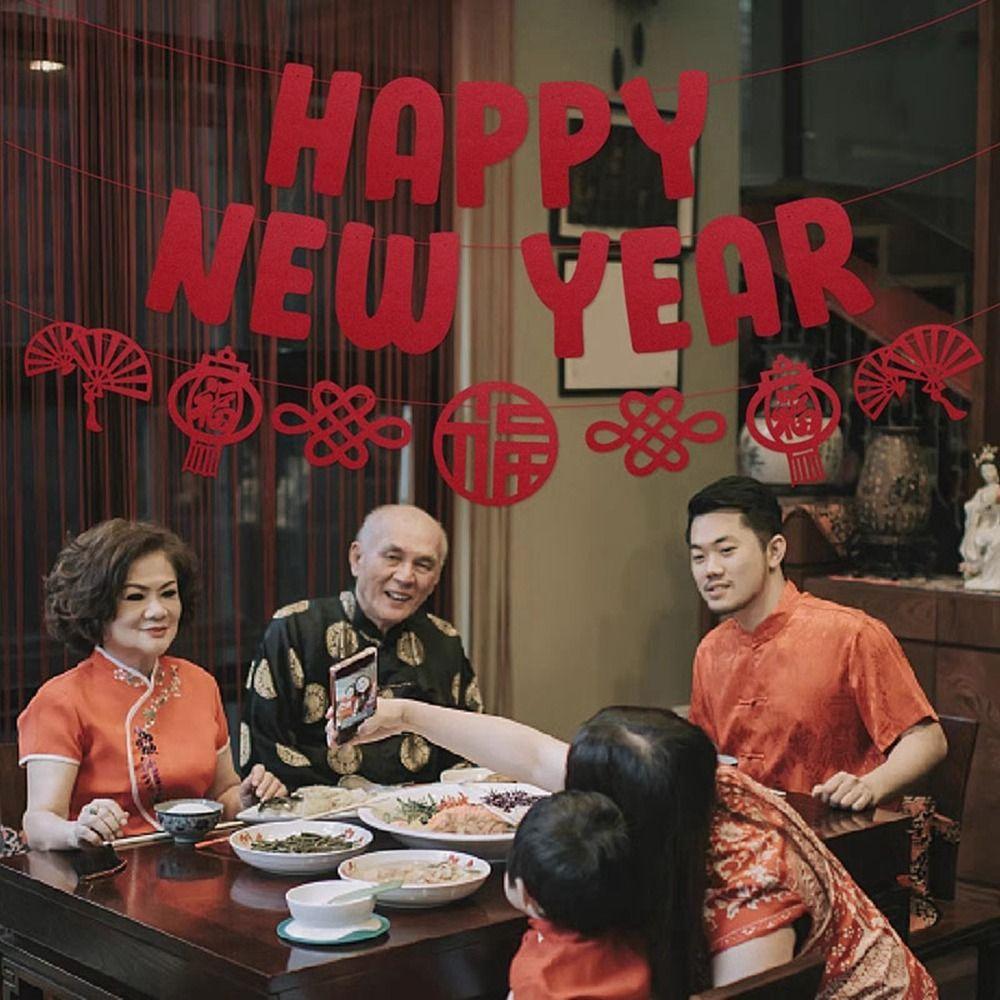 Традиционный флаг с Новым годом, нетканый материал, весенний фестиваль, подвесные украшения для комнаты