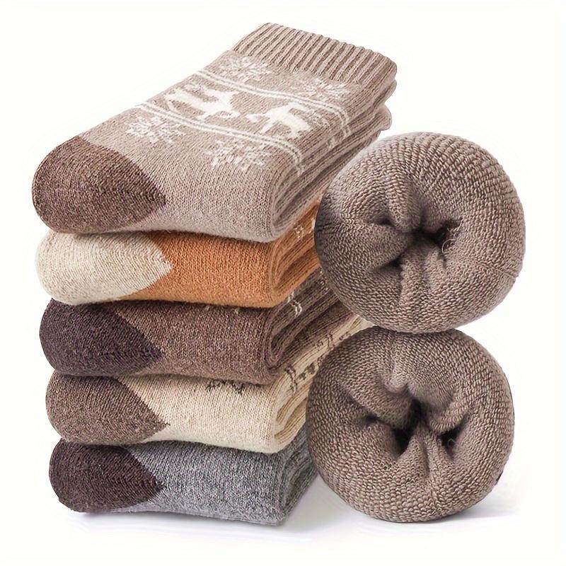 Wool Blend Socks 1/5 Pairs Mid-Calf Length Thick Plush for Winter Warmth Socks