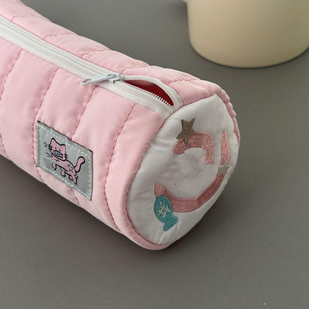 Pink Pen Bag Soft Touch Storage Bag Multifunctional Pencil Case  School Office