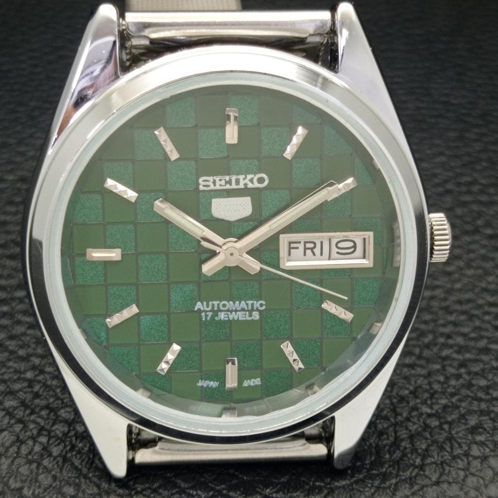 SEIKO 5 AUTOMATIC 6309A REFURBISHED JAPAN MENS GREEN COLOR DIAL WATCH a440235-4