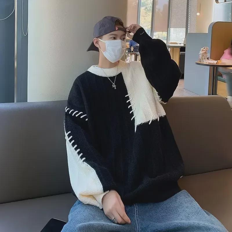 Модный свитер-пуловер с контрастными цветовыми переходами для мальчиков на осень/зиму