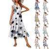 Women's Casual And Fashionable V-neck Sleeveless Printing Mid Length Dress