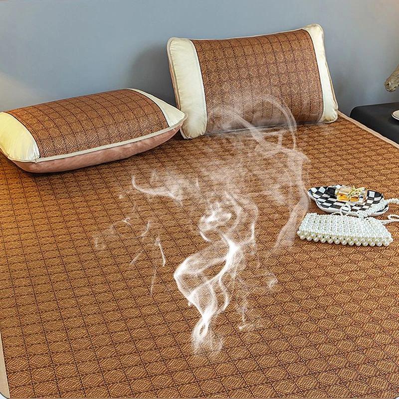 Летний матрас из бамбука и ротанга WOSTAR для взрослых и детей, прохладный спальный коврик, ледяная простыня, складная защитная подкладка для одной двуспальной кровати 150