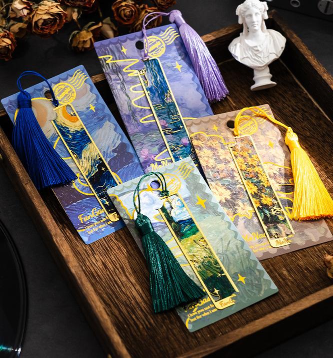 Винтажная металлическая закладка для масляной живописи - Полая закладка с кисточкой из золотой фольги - Подарок для книжных клубов и любителей книг