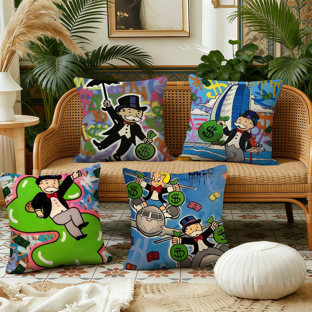 Art DDollar MMonopoly cushion cover Pillow Case Plush Fabric Soft Double Sided Print Sofa Cushion Cover Throw Pillow Covers
