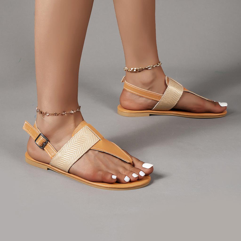 Новые модные летние женские сандалии с заостренным носком на плоской подошве с узором «елочка» с открытым носком повседневные сандалии в тон цвета большие размеры 35-43 шлепанцы