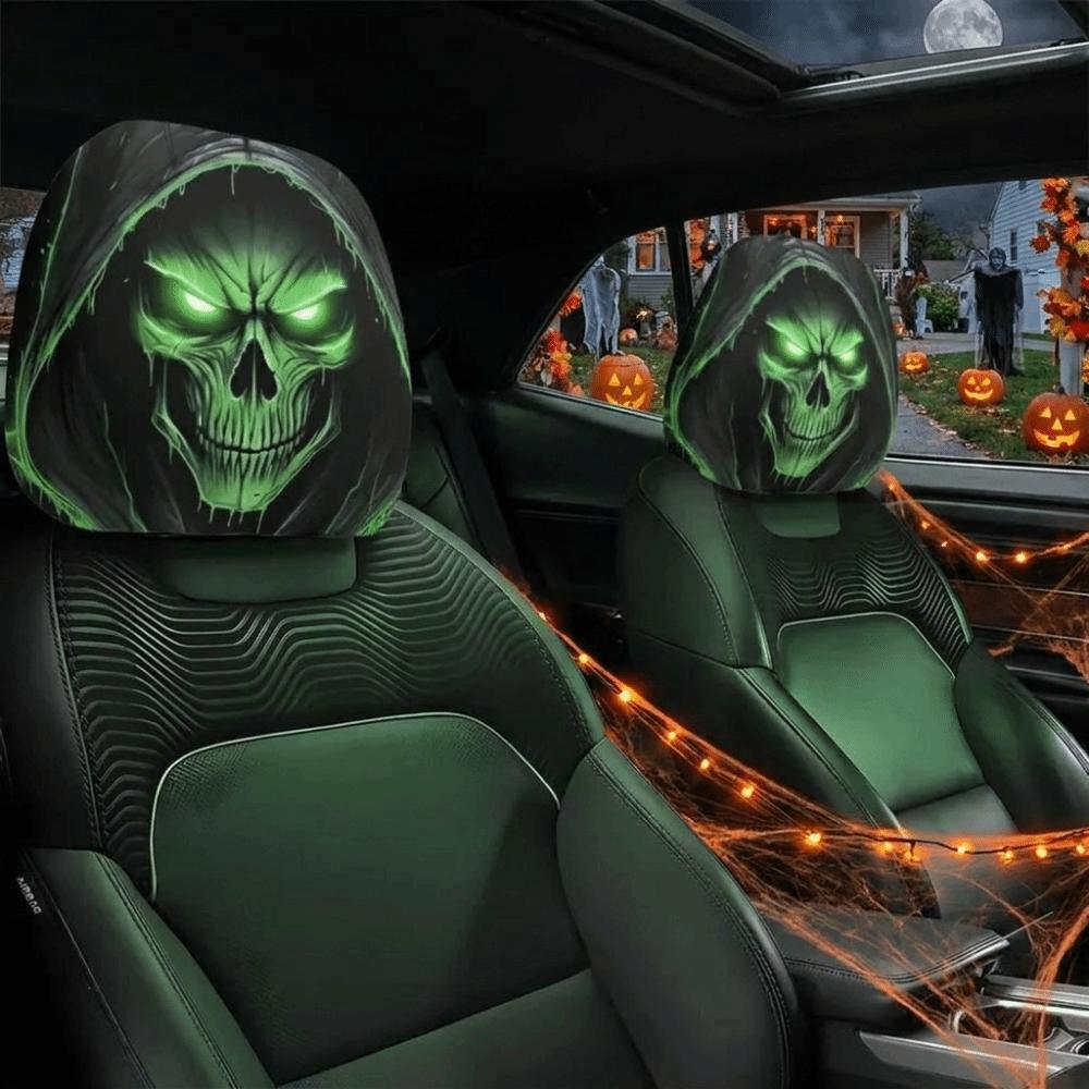 2PCS Elastic Halloween Car Headrest Covers Auto Interior Decoration Cover Decoration