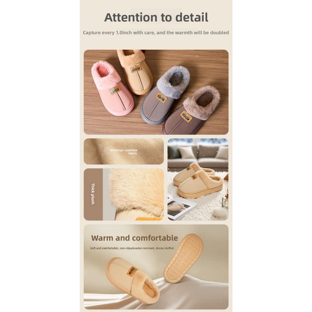 Plush Slippers EVA Thick Bottom Anti Slip Warm Plush Home Cotton Slippers for Women's Outdoor Wear