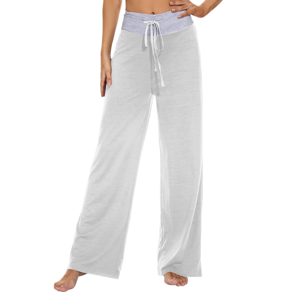 Women's Fashion Casual Comfortable Pajama Pants Printed Drawstring Wide Leg Pants Trousers