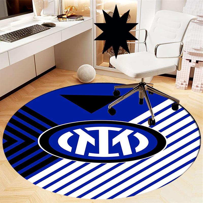 Inter Milan Printed Round Rug Carpet Chair Rug Area Rug Entryway Doormats,for Office Chair Living Room Bedroom Kitchen Room.