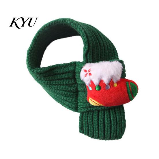 Pet Photography Props Christmas Knitted Scarf with Reindeer & Stocking Decor, Adjustable Soft Cat Holiday Costume Yarn Dog Neck Collar, Xmas Accessory