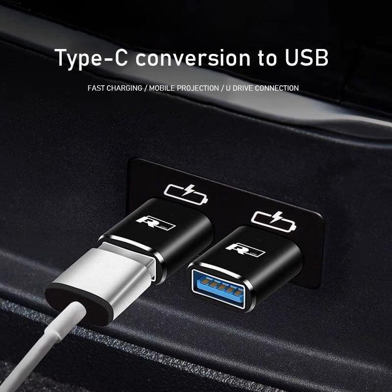 Car Type-C To USB 3.0 Interface Converter Charging Adapter For VW GTI Atlas Jetta Touareg Variant Golf Polo Taos Nivus Passat Ti BDH1