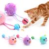 Котенок Разноцветная Плюшевая Голова Мыши с Колокольчиком Веревка Игрушка для Кошки Интерактивный Товар для Питомца