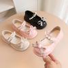 Children Girls Spring Autumn Korean Style Princess Style Leather Cute Pearl Bow Design Dance Shoes Leather Shoes Beans Shoes