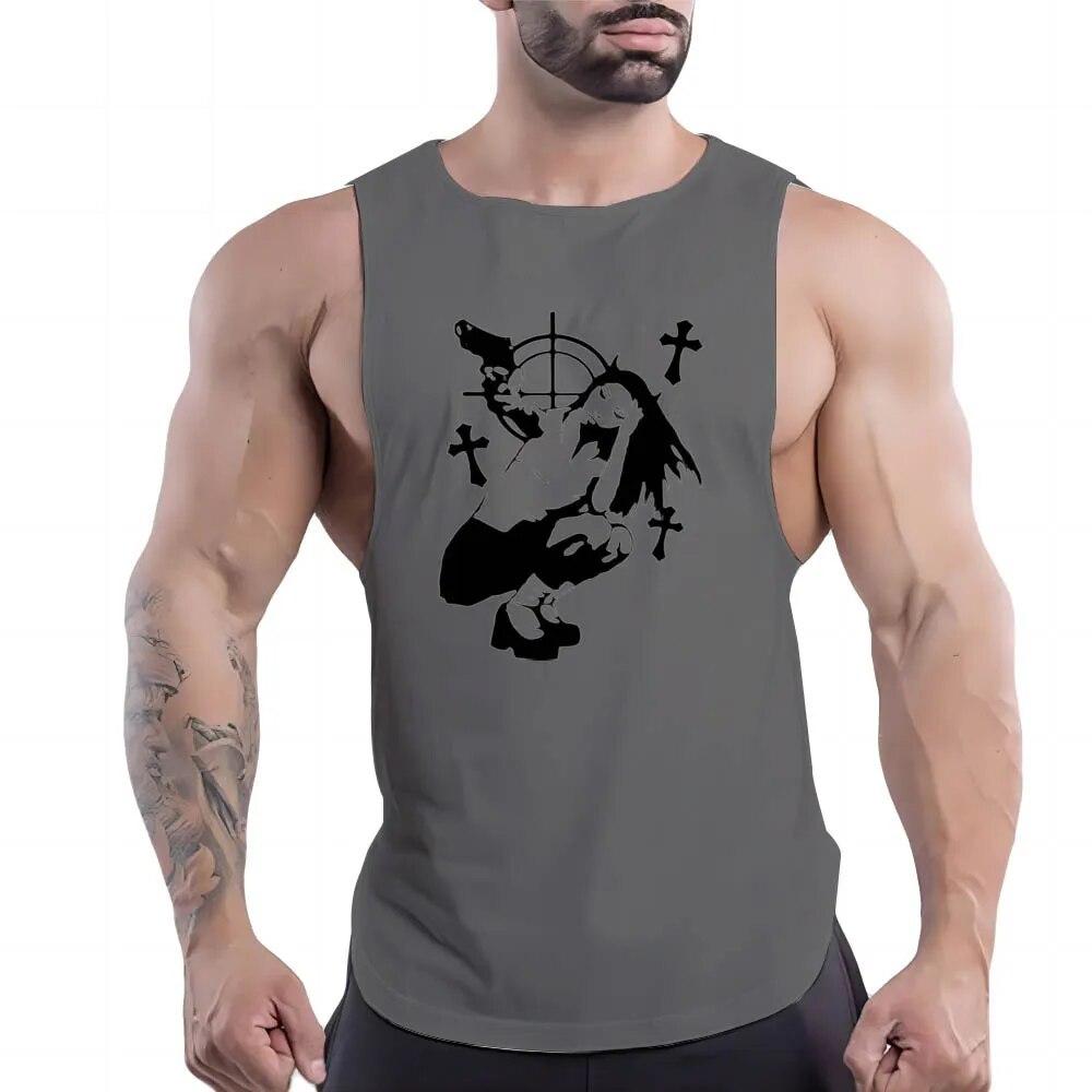 Летняя мода, повседневная мужская баскетбольная спортивная одежда, разноцветный жилет, быстросохнущий топ с 2d принтом персонажей мультфильма, стильный топ