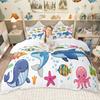 Комплект пододеяльника с мультяшными морскими животными Homewish для детей, мальчиков, девочек, комплект постельного белья с китом, осьминогом, морской звездой, комплект пододеяльника с морскими рыбами, крабом