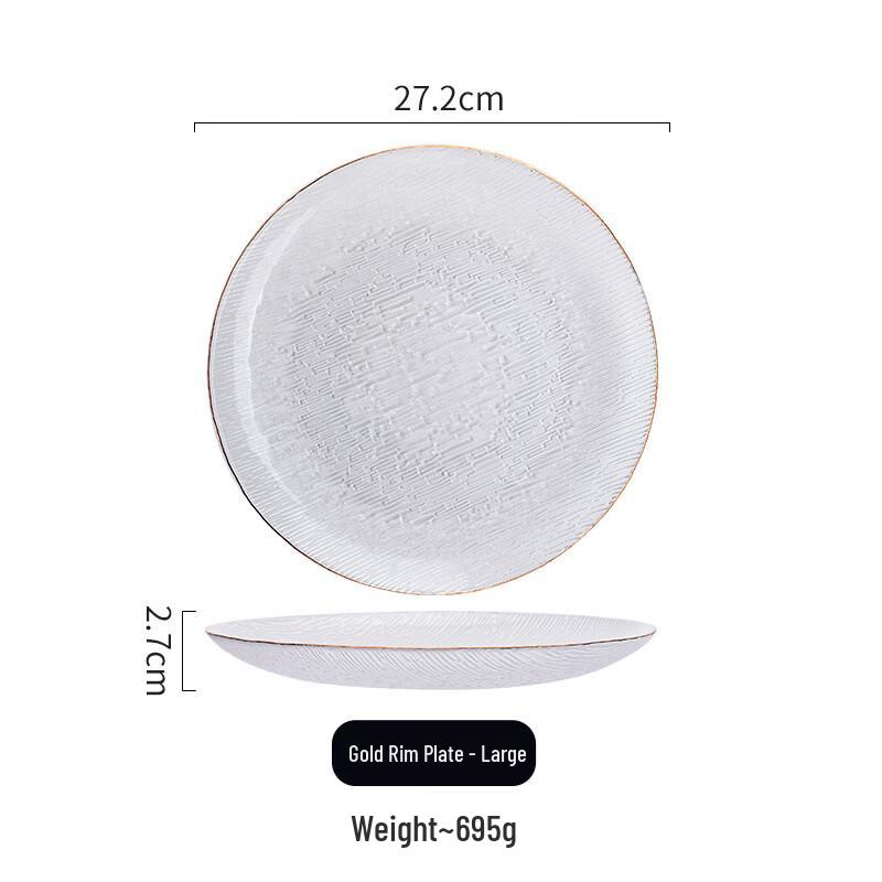 Японская стеклянная тарелка Ruhan с золотым ободком