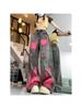 American High Street Graffiti Design Y2k Jeans Personality Vintage Wide Leg Pants Female Summer New Hip-hop Jeans Women