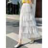 Solid Color Lace Elastic Waist Skirt Women Solid Lace Elastic Waist Skirt