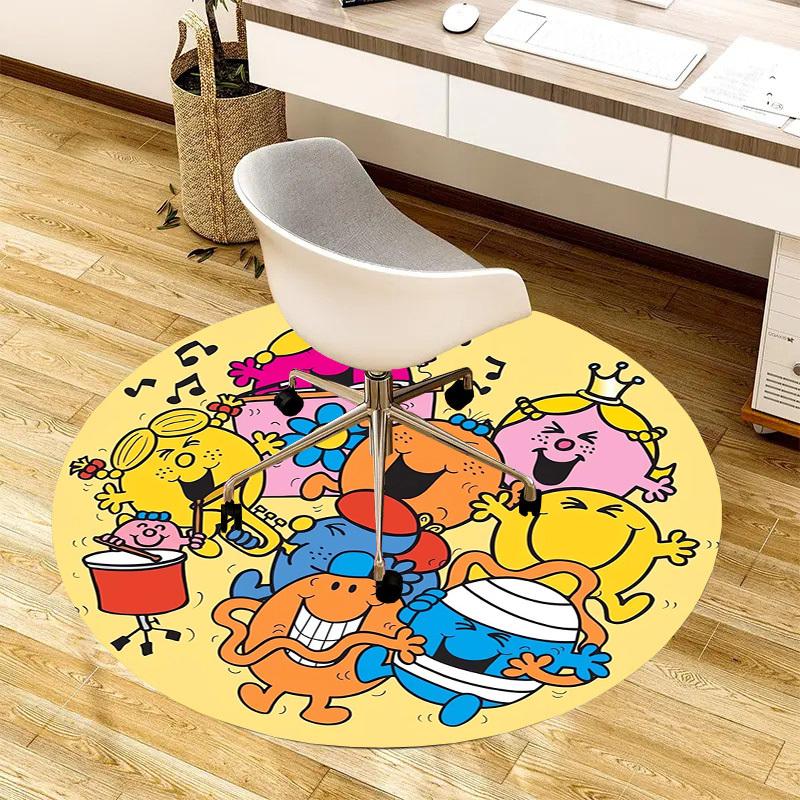 1pc Mr. Men Band Round carpet, Made of Polyester,Perfect for Decorating Office Chairs, Living Rooms,Vibrant Decorative Rug