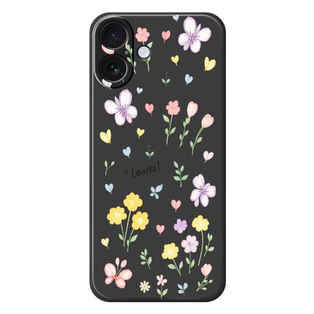 For iPhone 17 Case Small Flowers Pattern Printing Straight Edge TPU Phone Back Cover