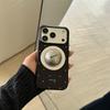 Роскошный чехол для iPhone 17 Pro Max с черной основой и белым горошком, с магнитным держателем Apple 16 для женщин