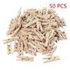 50pcs 25mm Mini Natural Wooden Clips for Photo Clips Craft Decoration Clips