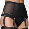 Sexy Transparent Mesh Garter Belt with 6-Claw Adjustable Metal Buckle and Anti-Slip Stockings