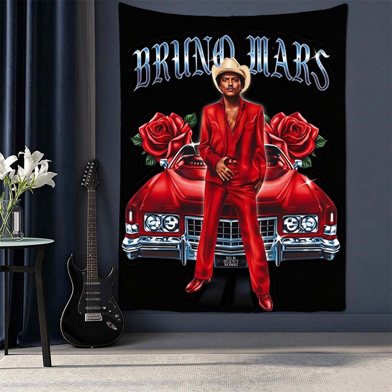 Bruno Mars Tapestry Aesthetic Wall Hanging Printed Fabric Blanket Decorative Tapestries For Bedroom Living Room Home Decor