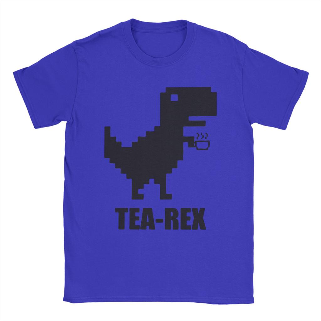 Men's T-Shirt Tea-Rex T-Rex Dinosaur Teacup Funny 100% Cotton Tee Shirt Short Sleeve Cartoon Cute T Shirts Merchandise Gift Idea
