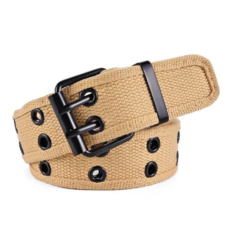 New Men's Double Row Needle Buckle Woven Belt Women's Belt Leisure Sports Outdoor Work Belt with Cargo Pants Jeans Belt