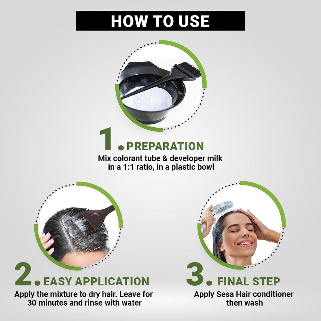 SESA Темно-коричневый 3.0 Краска для волос для мужчин и женщин 118 мл Упаковка 1 Закрашивает седину Придает блеск Стойкий Мягкий Глянцевый Финиш Краска для волос