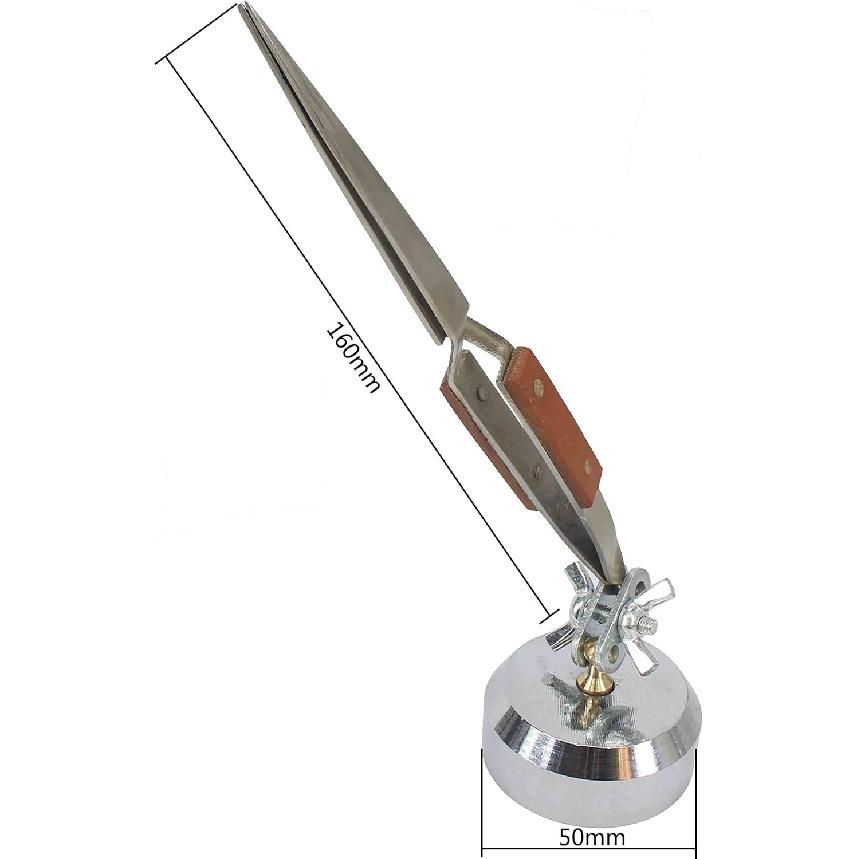 Third Hand Tweezers, Cross Locking Jewelry Welding/Soldering Tweezers with Base 360°Rotation, Jewelry Making Repair Kit (Straight)