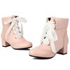 Белые ботильоны для женщин Лолиты Осень Зима 2024 Черные Розовые Короткие Ботинки Низкий Каблук Обувь Обувь Девушки Водонепроницаемые